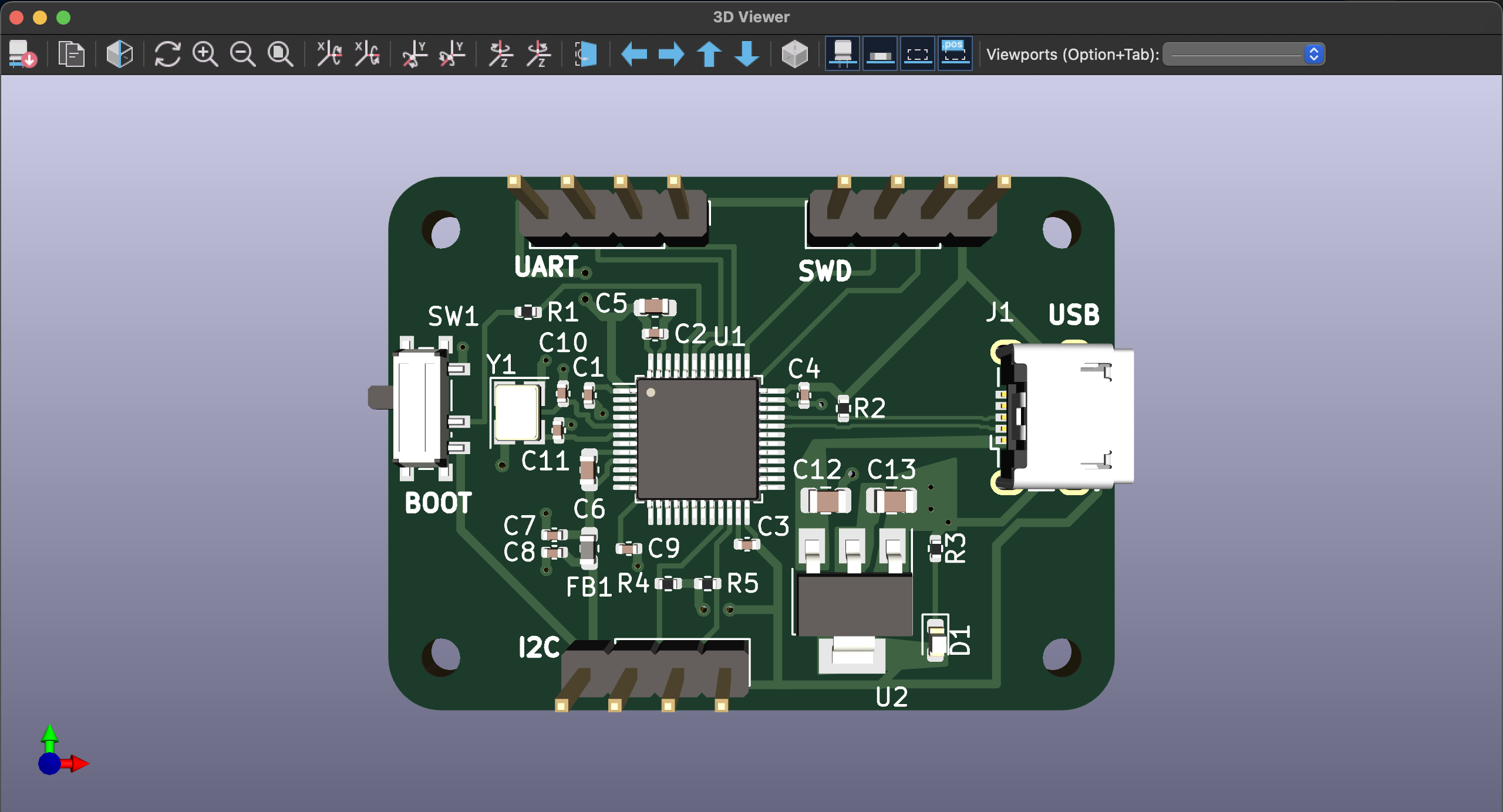 3D render of STM32 demo board