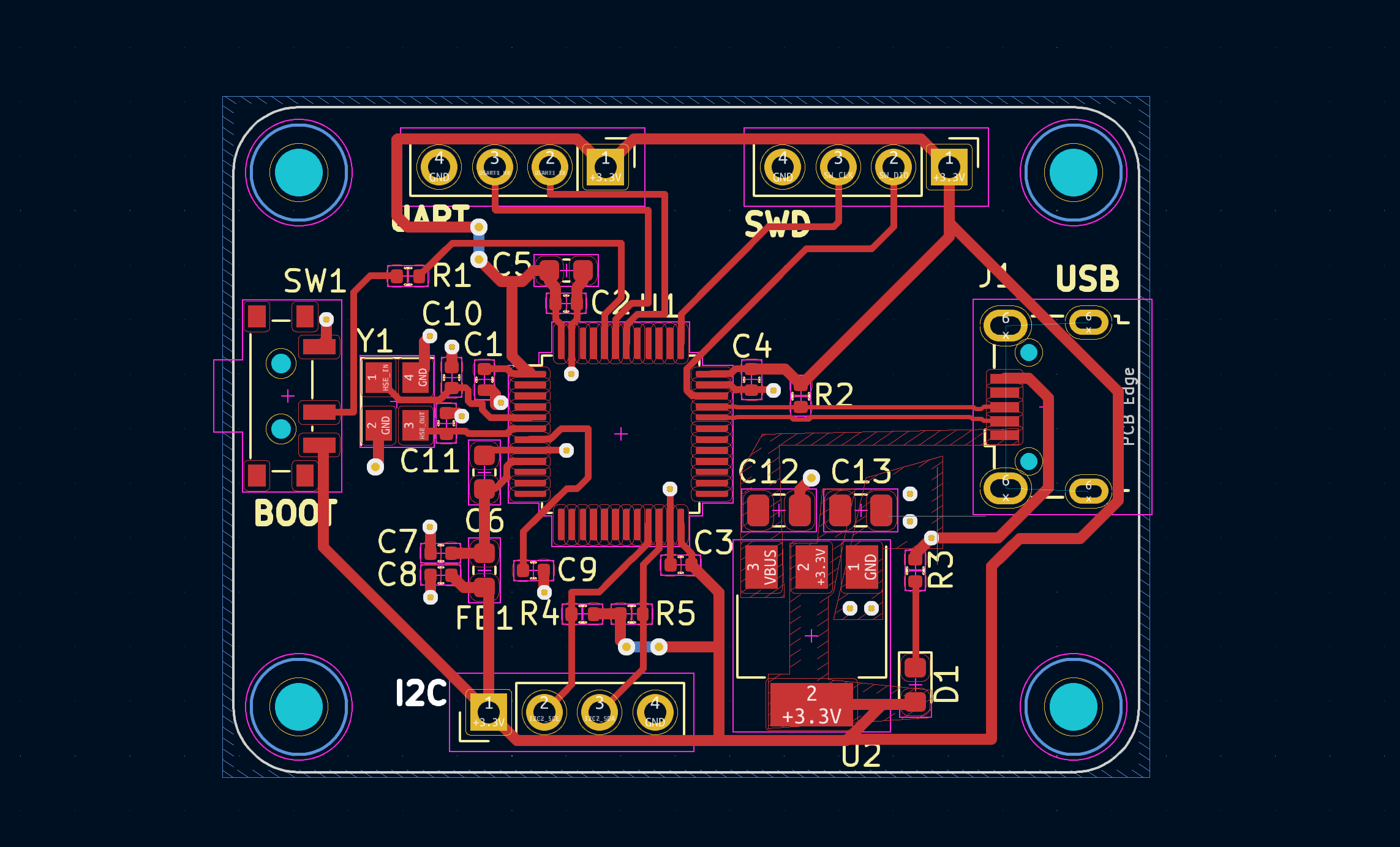 STM32 PCB routing top view